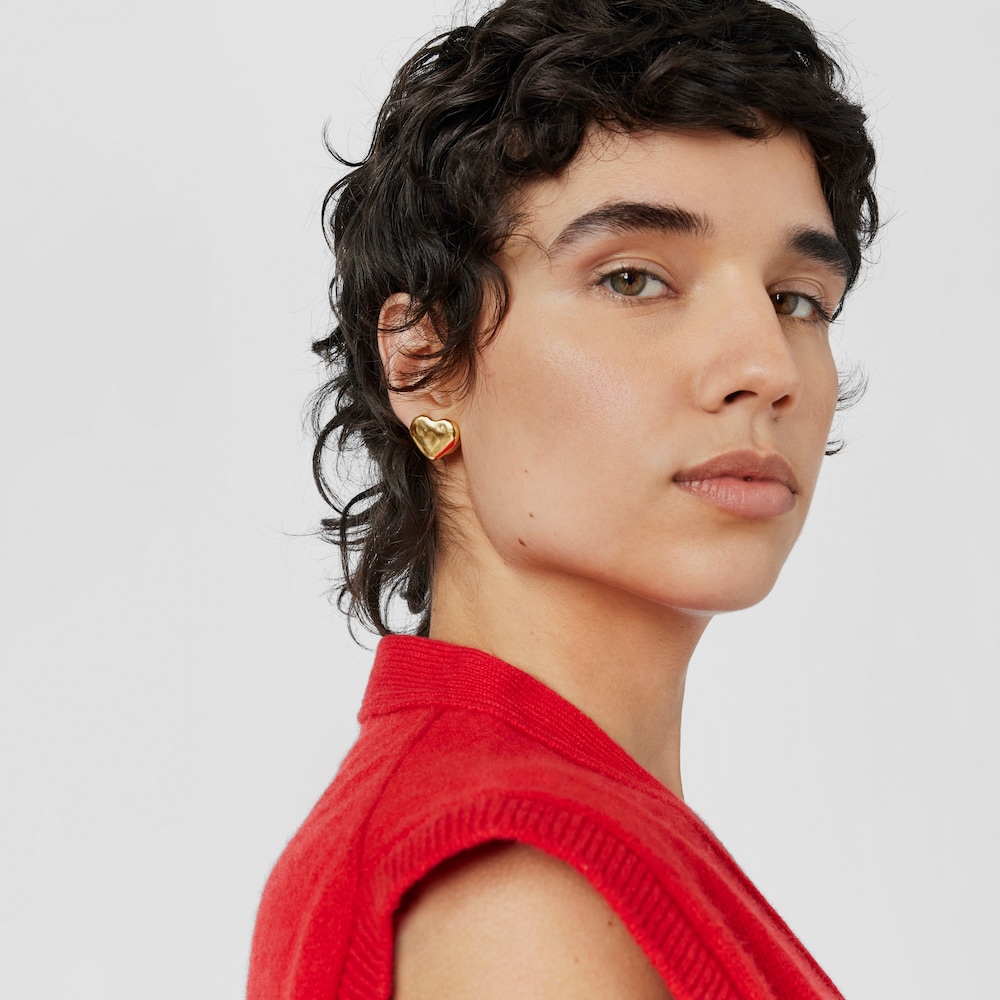 Arete de oro motivo coraz&oacute;n San Valent&iacute;n