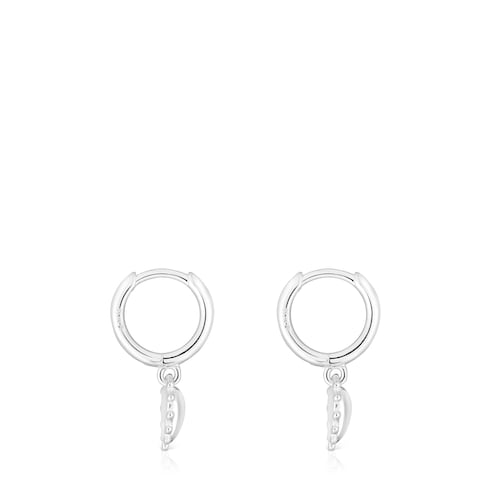 Silver heart motif hoop Earrings San Valentín