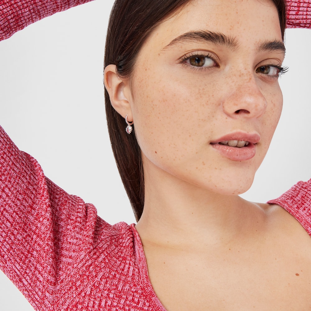 Pendientes de aro de plata motivo coraz&oacute;n San Valent&iacute;n