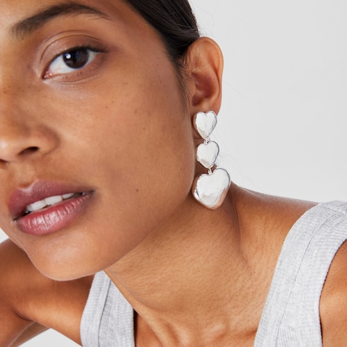 Silver Duna heart 1-2 Earring San Valentín