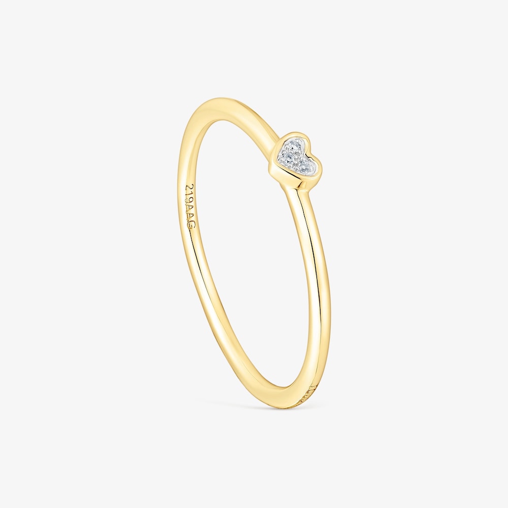 Anillo de oro y diamantes motivo coraz&oacute;n San Valent&iacute;n