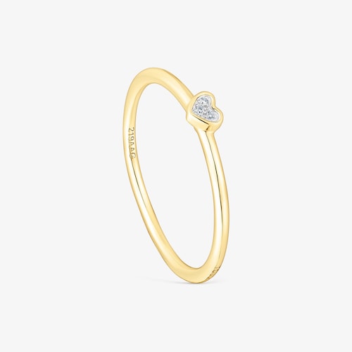 Anillo de oro y diamantes motivo coraz&oacute;n San Valent&iacute;n