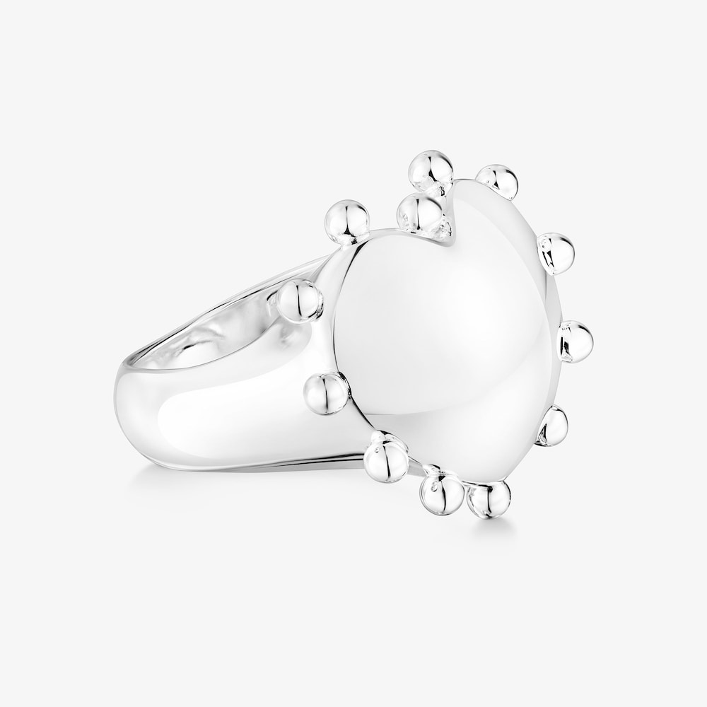 Anillo sello de plata coraz&oacute;n San Valent&iacute;n