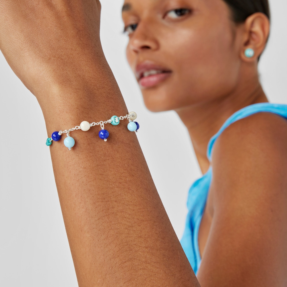 Silver, Murano glass and blue nylon Bracelet Icon Glass