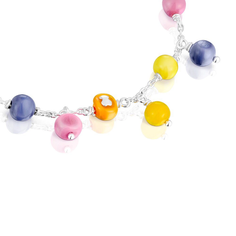 Pulsera de plata, cristal de Murano y nylon lila Icon Glass image number 2