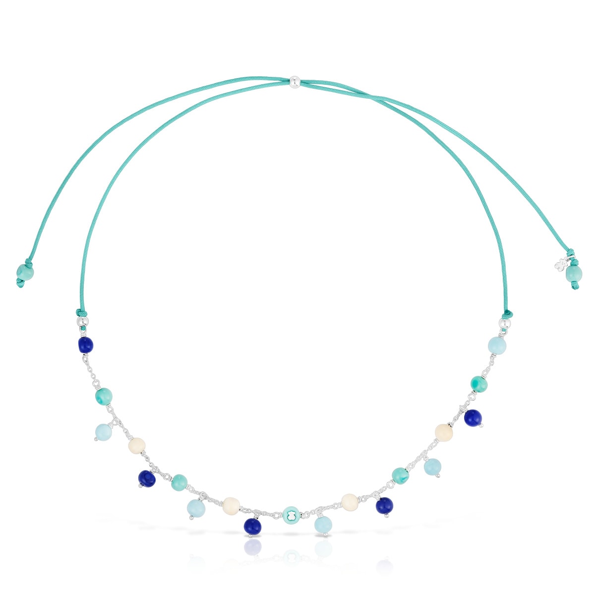 Tous - Collar De Plata, Cristal De Murano Y Nylon Azul Icon Glass - Plateado