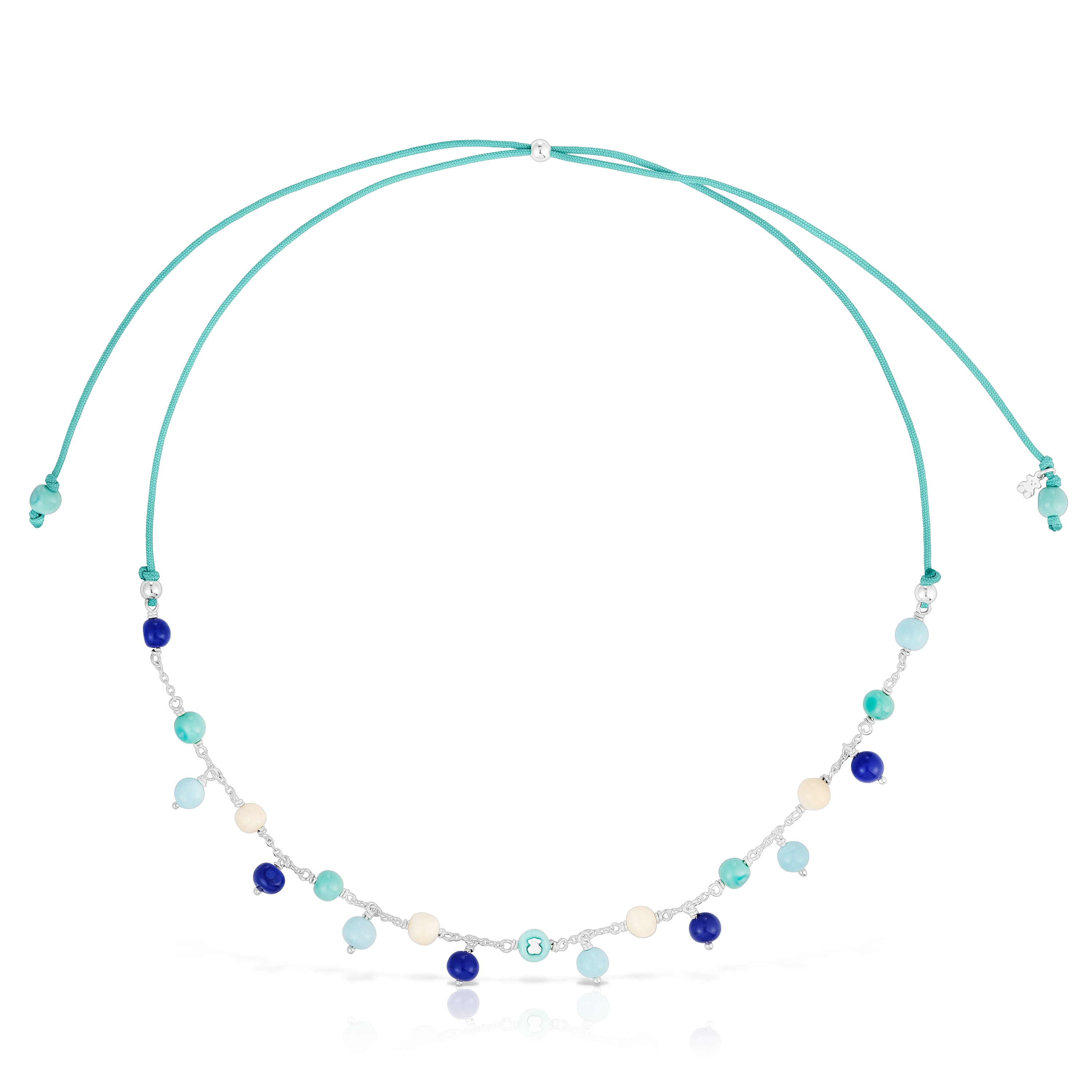 Silver, Murano glass and blue nylon Necklace Icon Glass