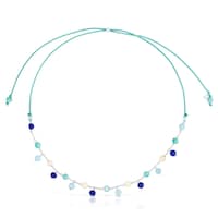 Collar de plata, cristal de Murano y nylon azul Icon Glass