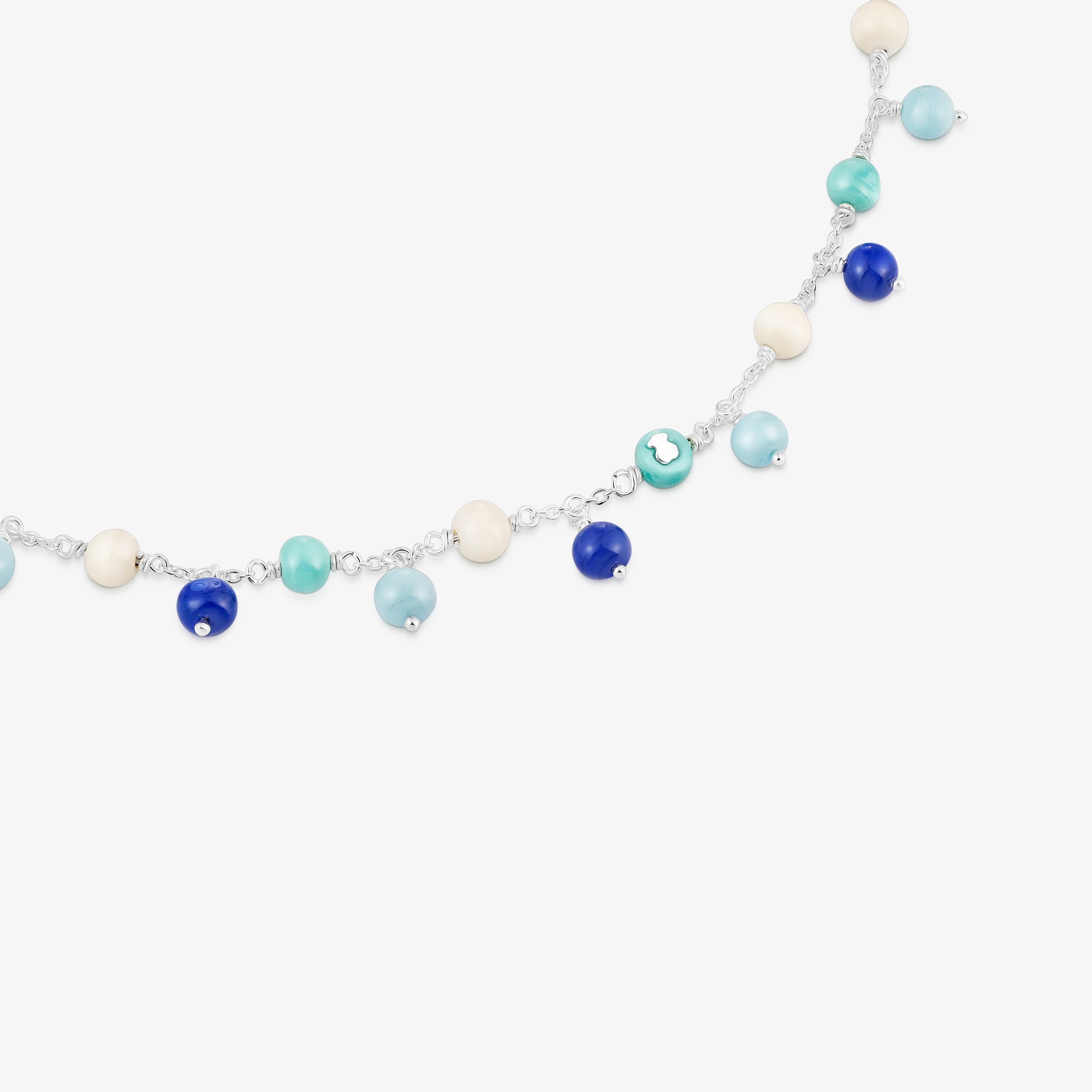 Silver, Murano glass and blue nylon Necklace Icon Glass