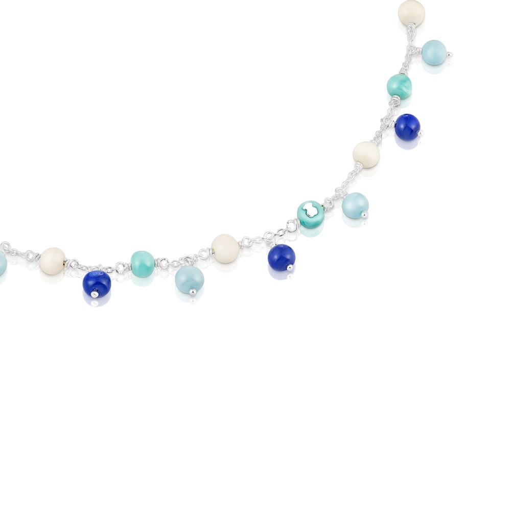 Collar de plata, cristal de Murano y nylon azul Icon Glass image number 1