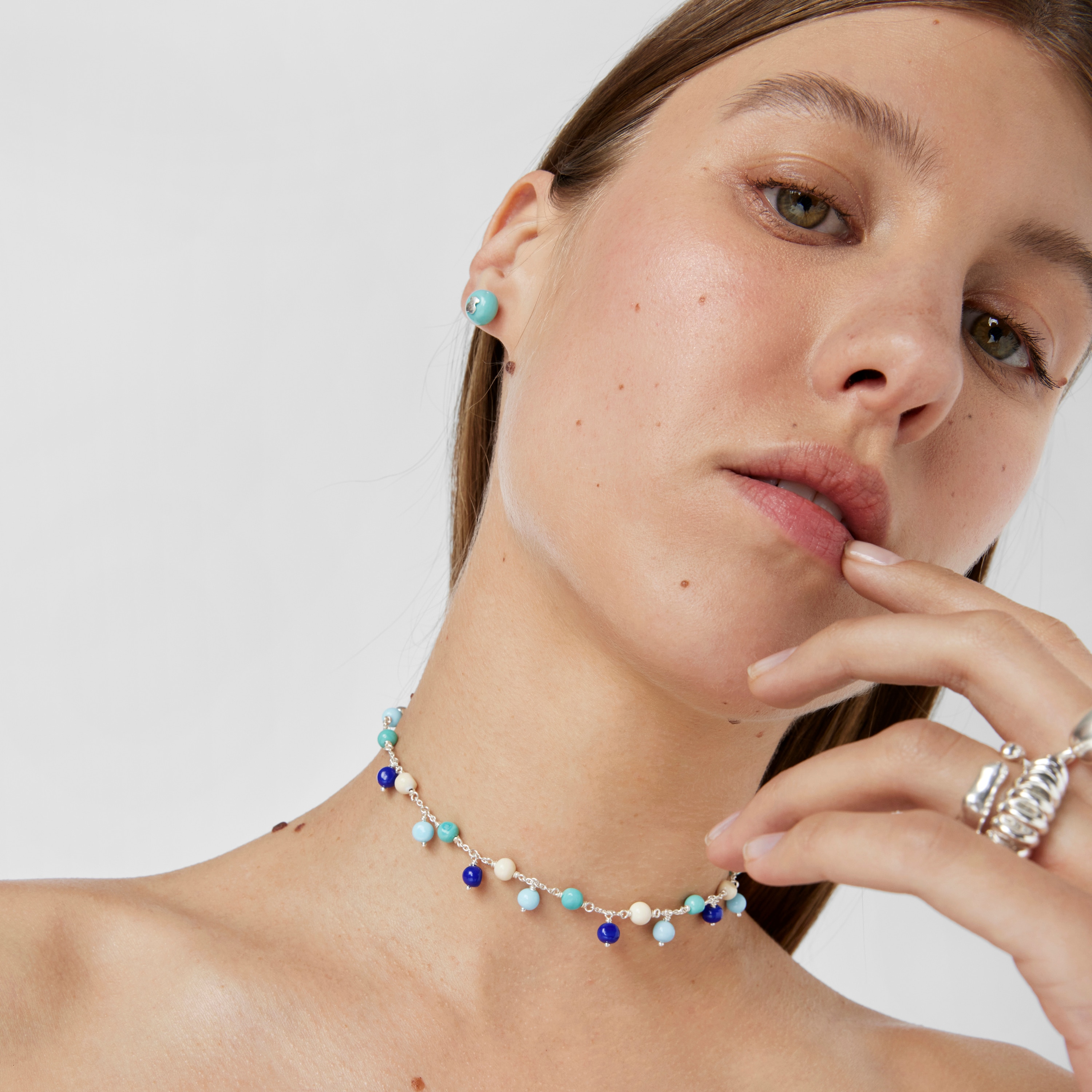 Silver, Murano glass and blue nylon Necklace Icon Glass