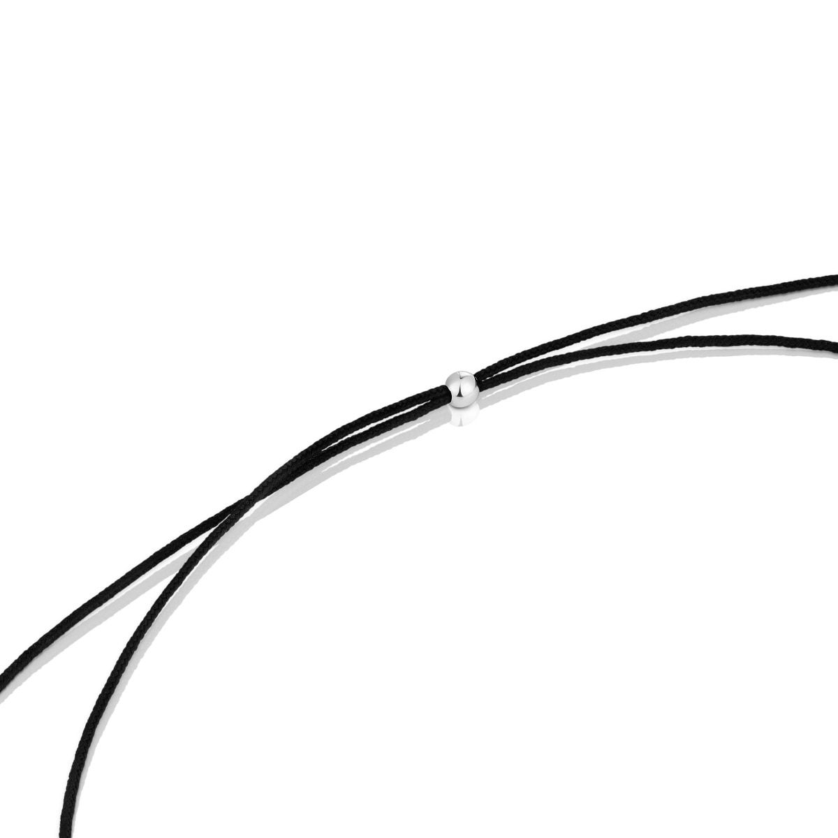 Silver, onyx and black nylon Necklace Icon Glass