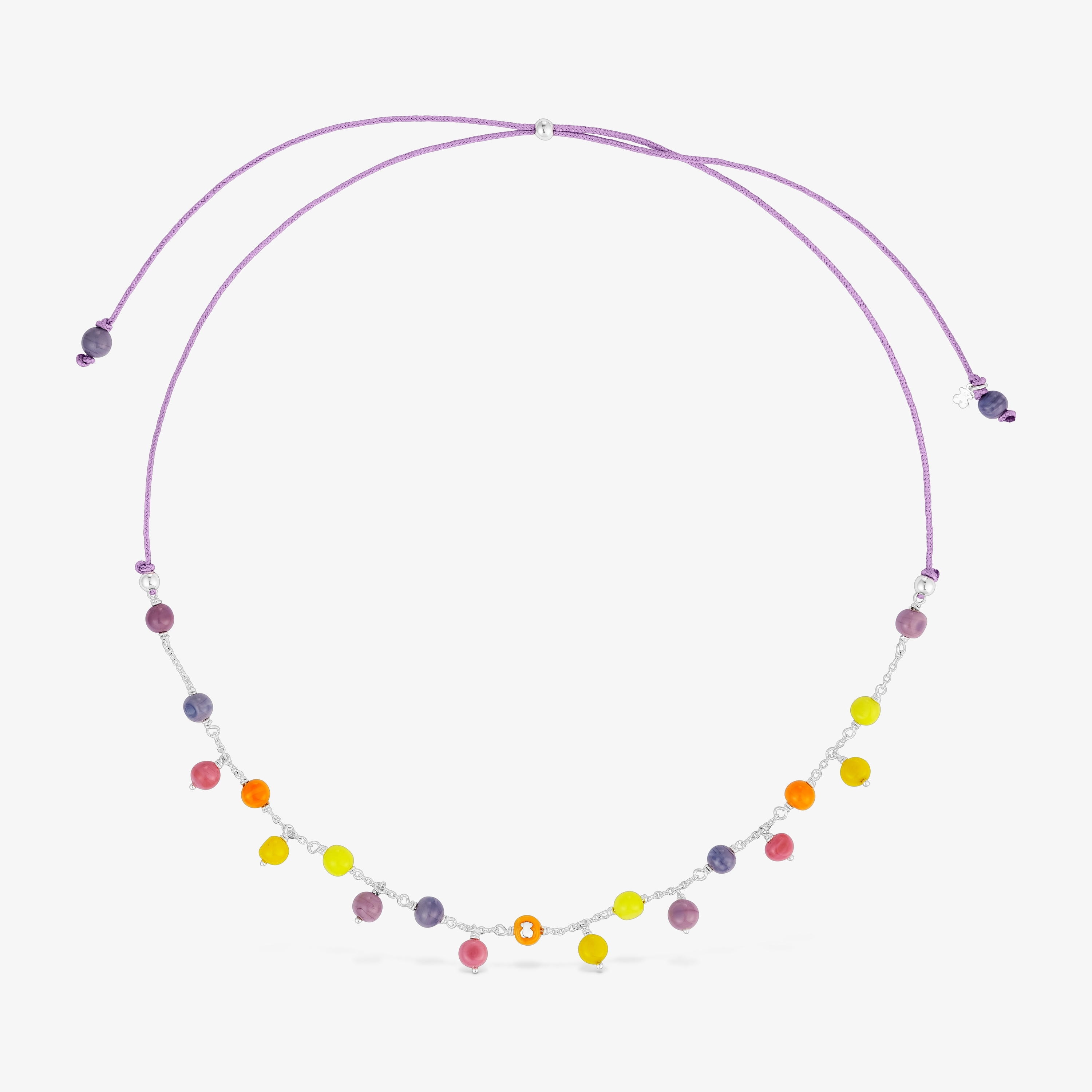 Silver, Murano glass and lilac-colored nylon Necklace Icon Glass
