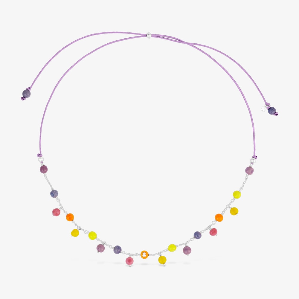 N&aacute;hrdeln&iacute;k ze stř&iacute;bra, mur&aacute;nsk&eacute;ho skla a&nbsp;fialov&eacute;ho nylonu Icon Glass