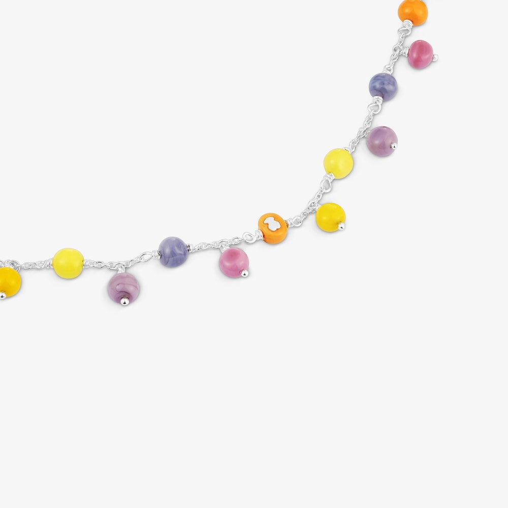 N&aacute;hrdeln&iacute;k ze stř&iacute;bra, mur&aacute;nsk&eacute;ho skla a&nbsp;fialov&eacute;ho nylonu Icon Glass