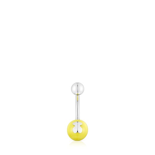 Steel and yellow Murano glass Navel piercing Icon Glass image number 0