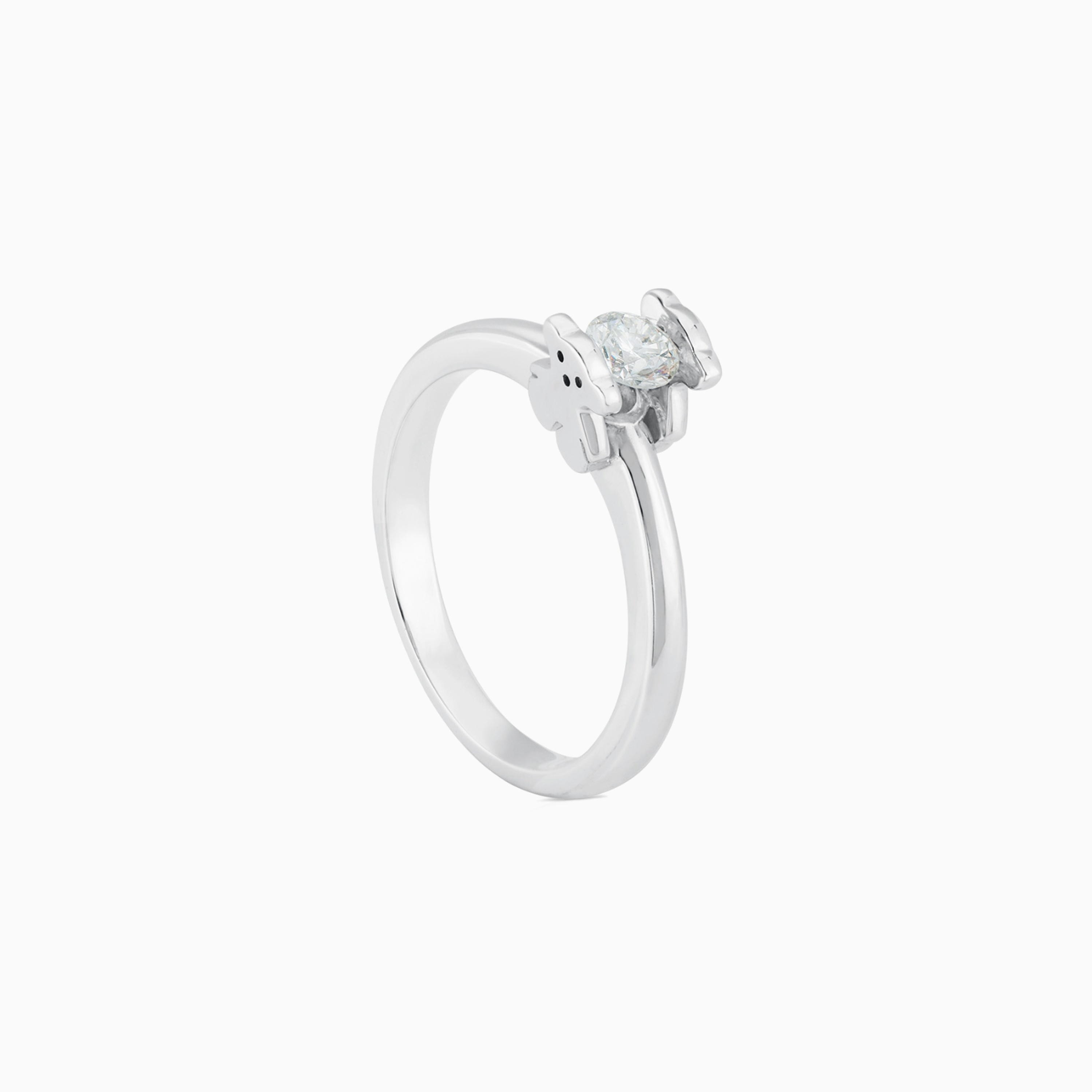 18K white gold TOUS Sweet Diamonds Ring with Diamond Bear motif