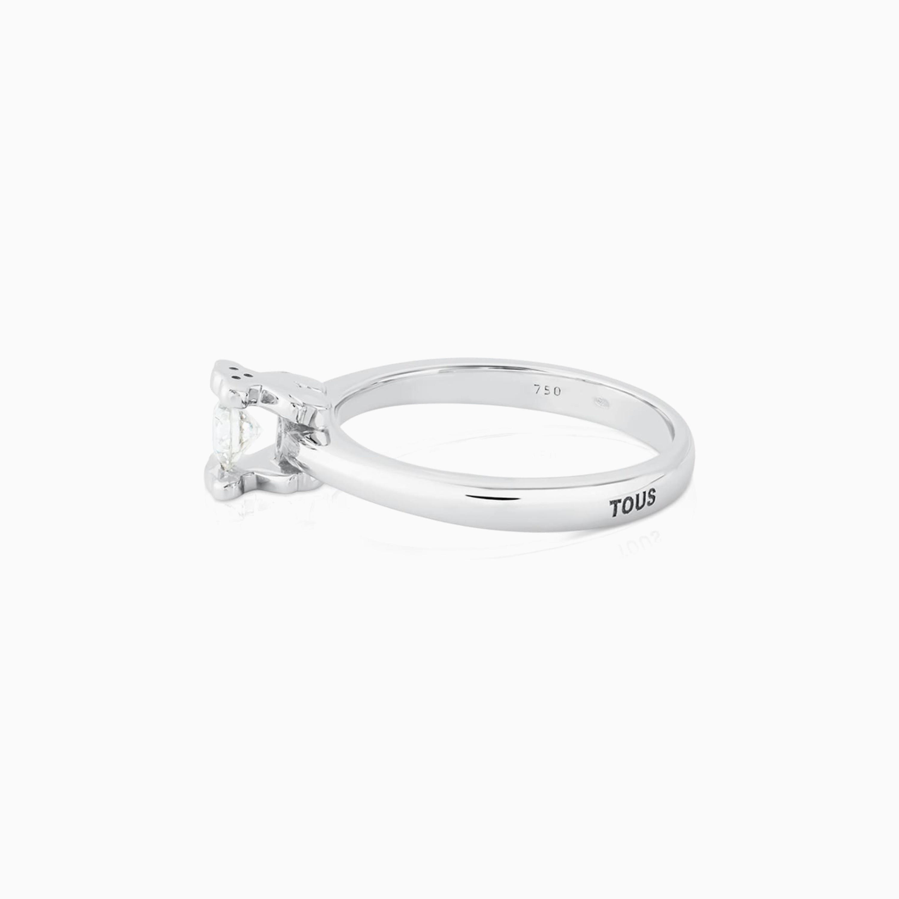 18K white gold TOUS Sweet Diamonds Ring with Diamond Bear motif