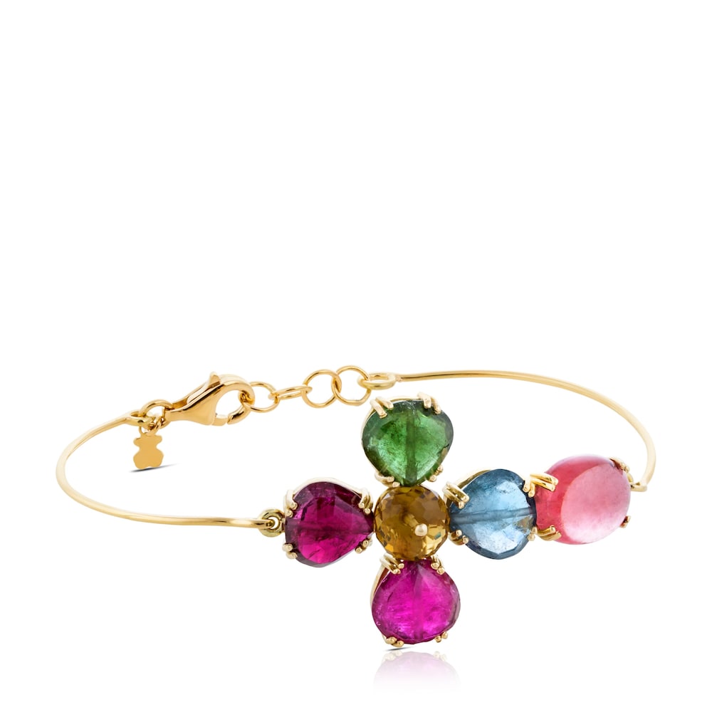 ATELIER Precious Gemstones Bangle in Gold with Tourmalines and Quartz