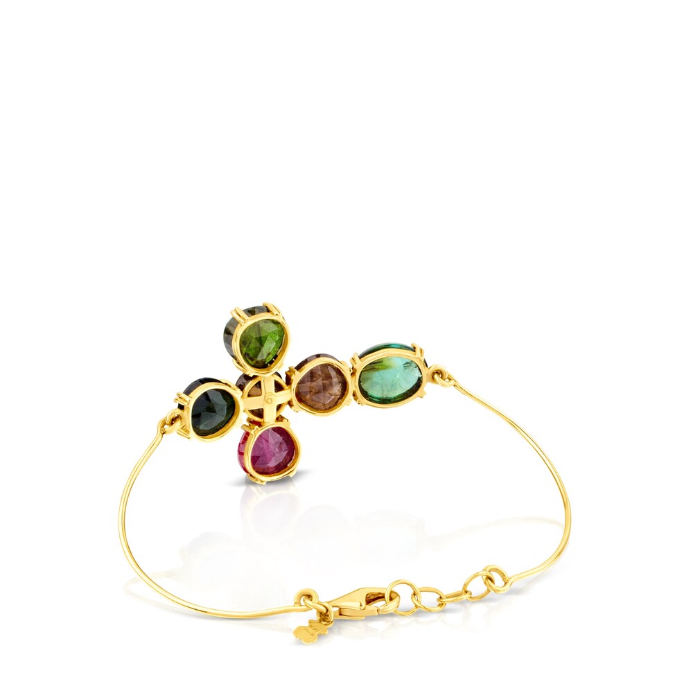 ATELIER Precious Gemstones Bangle in Gold with Tourmalines and Quartz
