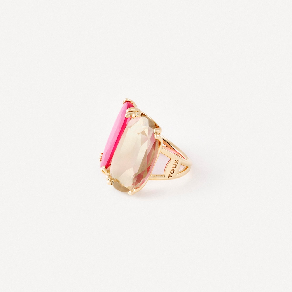 Gold Ring with glass-filled ruby and quartz TOUS ATELIER UNIQUE PIECES