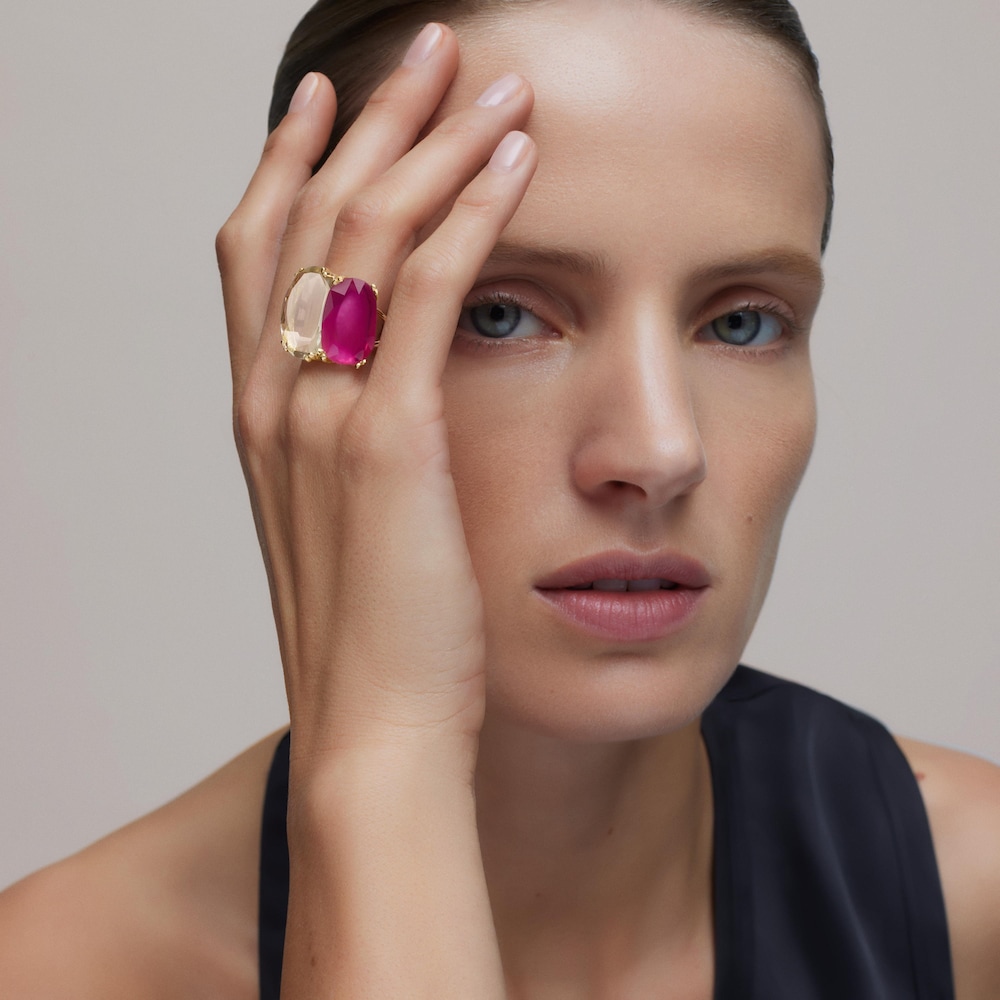 Gold Ring with glass-filled ruby and quartz TOUS ATELIER UNIQUE PIECES