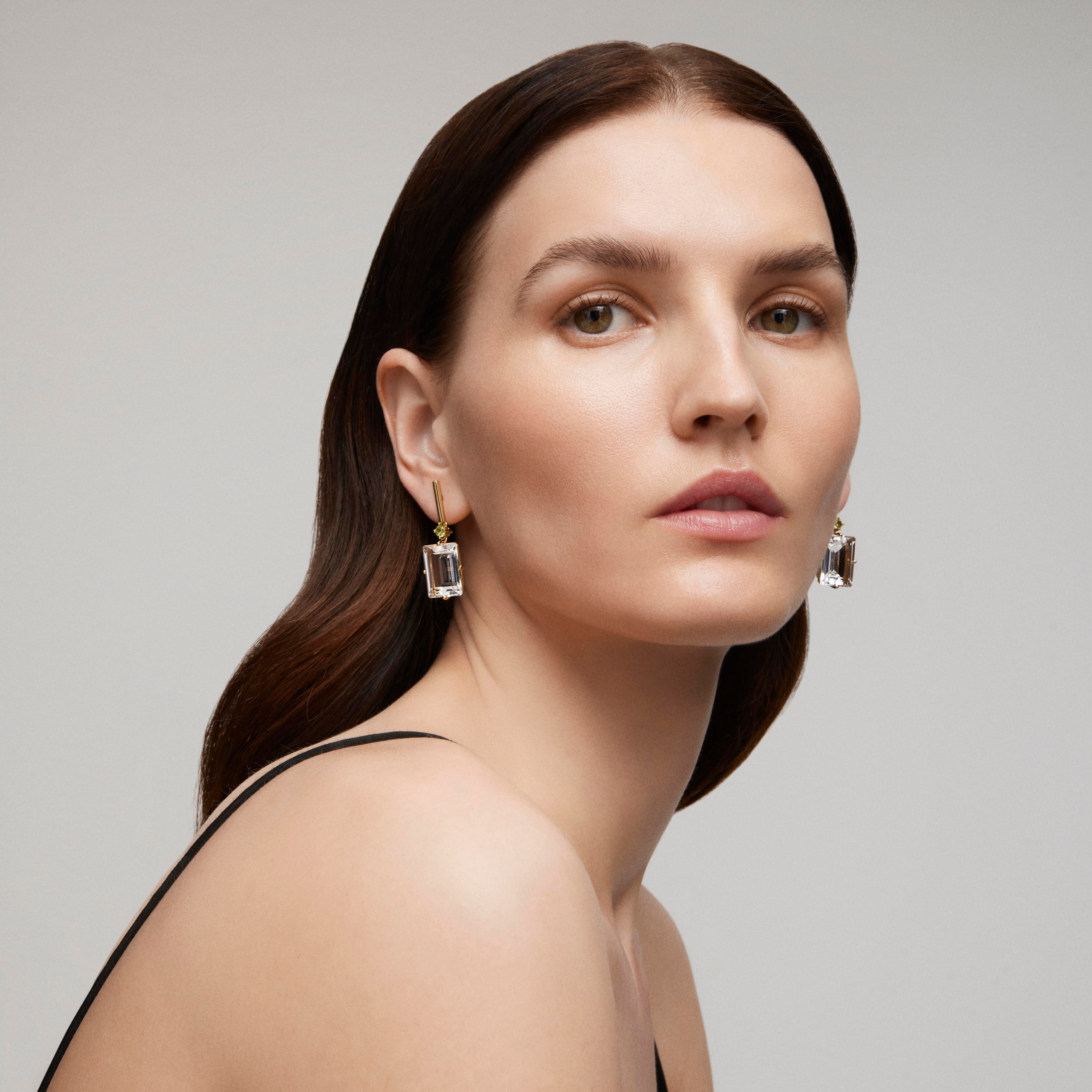 Earrings in gold with peridot and rock crystal TOUS ATELIER
