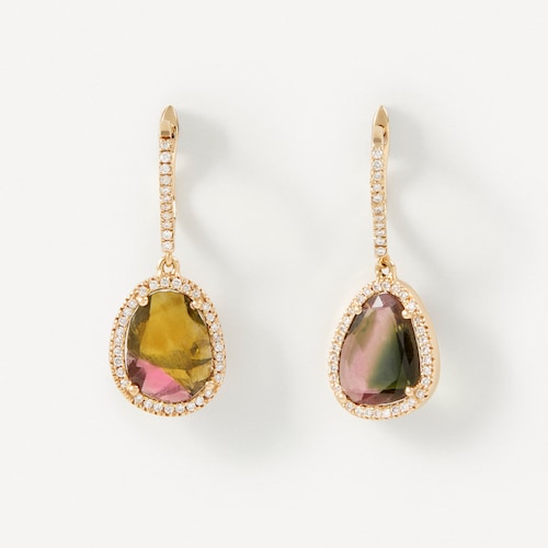 Earrings in gold with diamonds and tourmalines TOUS ATELIER image number 0