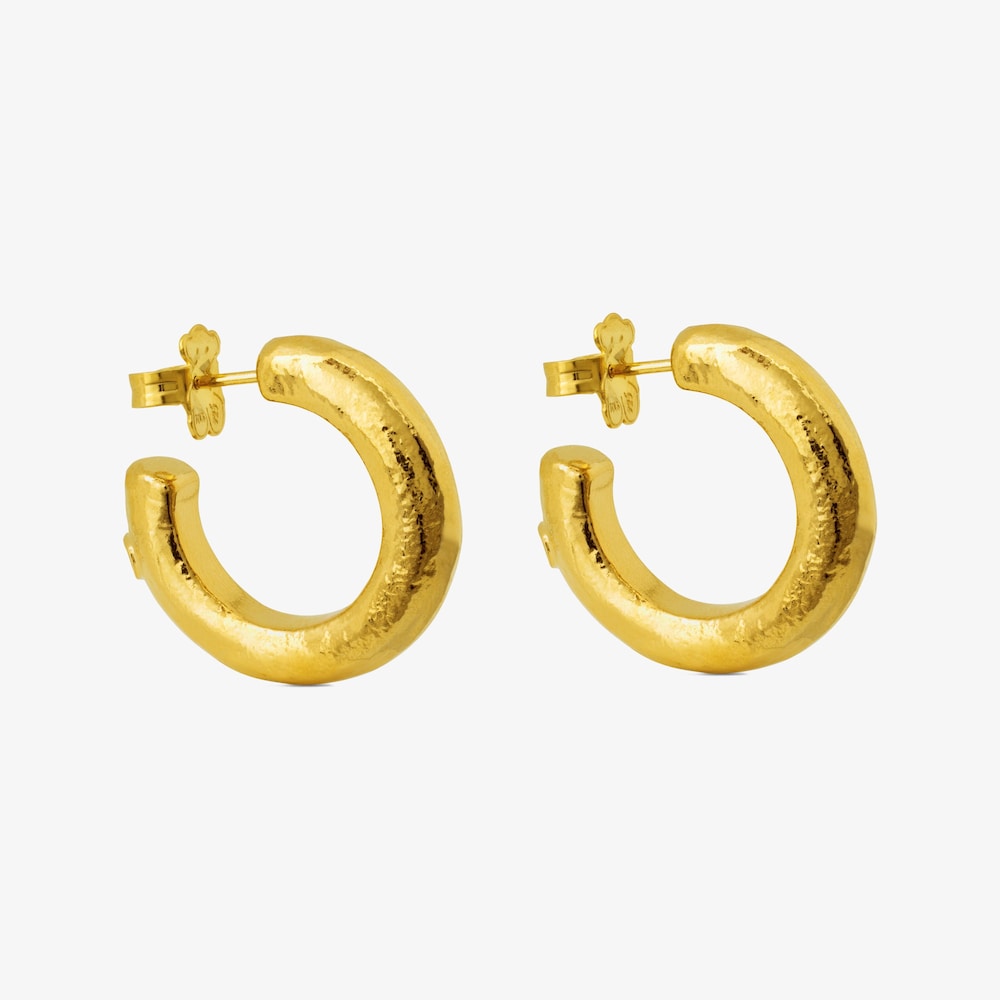 Pendientes aro con ba&ntilde;o de oro 18 kt sobre plata Duna Tube