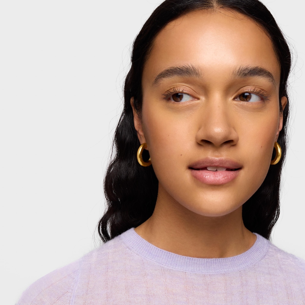 Pendientes aro con ba&ntilde;o de oro 18 kt sobre plata Duna Tube