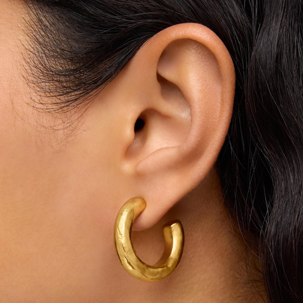 Pendientes aro con ba&ntilde;o de oro 18 kt sobre plata Duna Tube