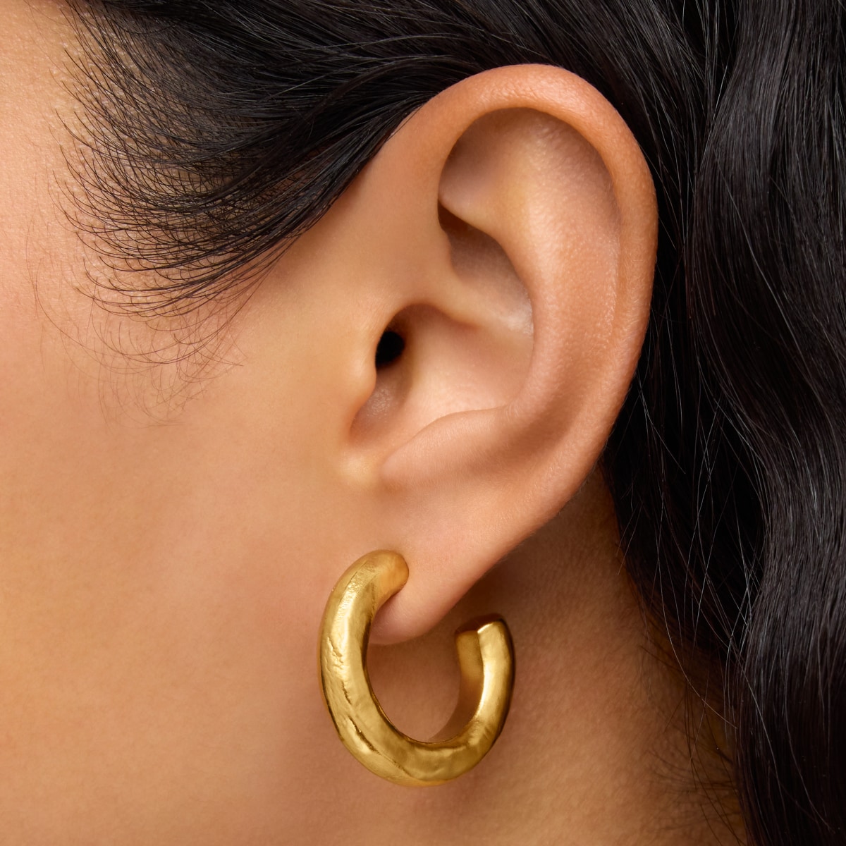Pendientes aro con baño de oro 18 kt sobre plata Duna Tube