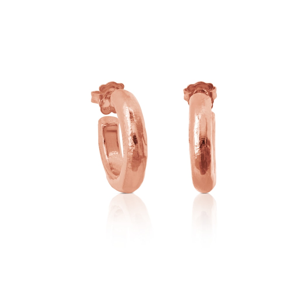 Pendientes aro con ba&ntilde;o de oro rosa 18 kt sobre plata Duna Tube