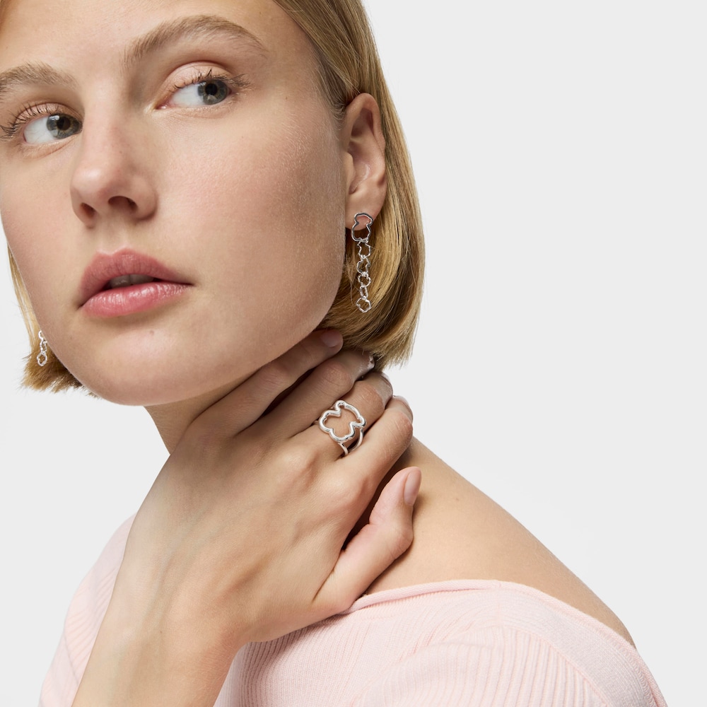 Anillo de plata motivo silueta oso  New Carrusel