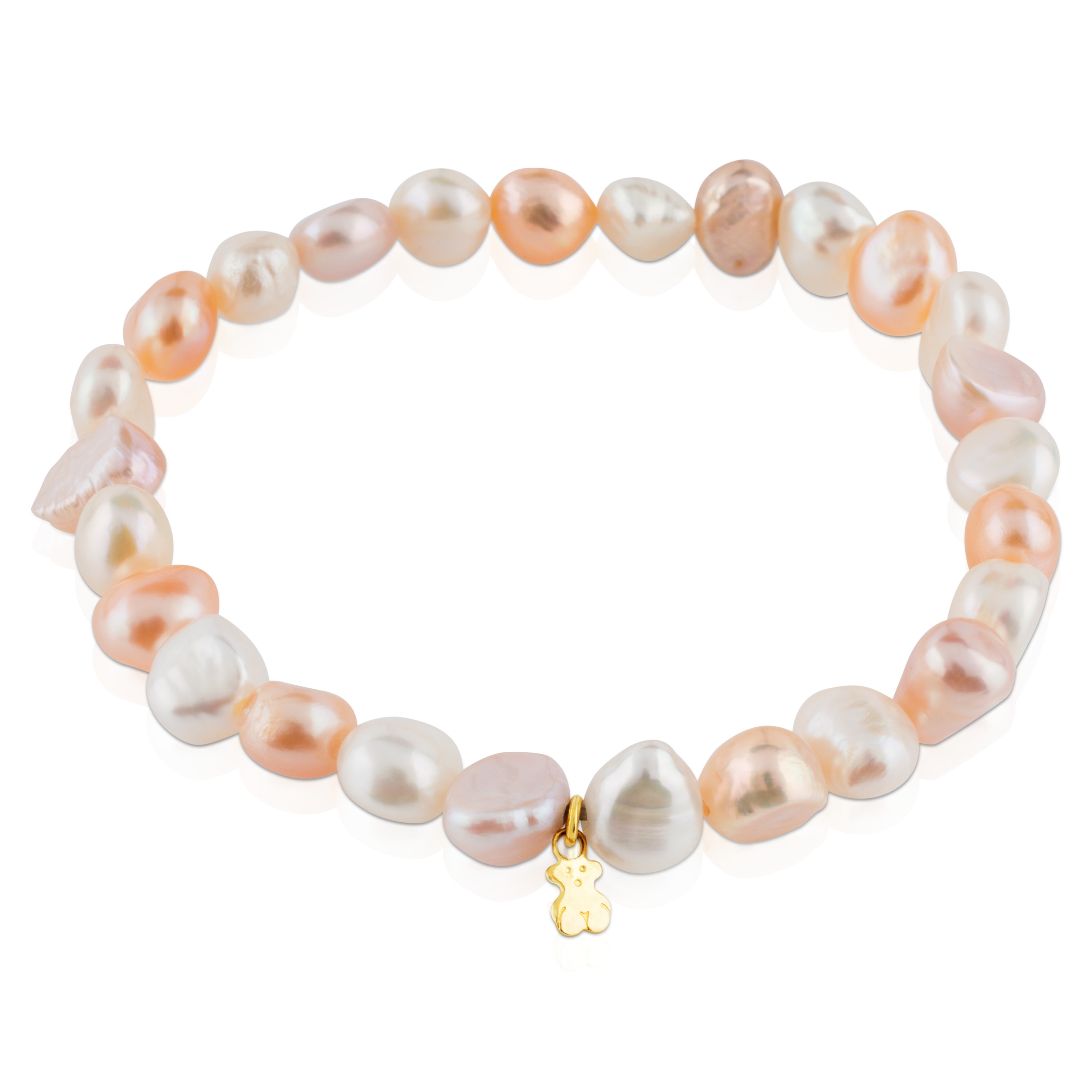 Gold TOUS Pearls Bracelet with multicolor baroque pearls and Bear motif