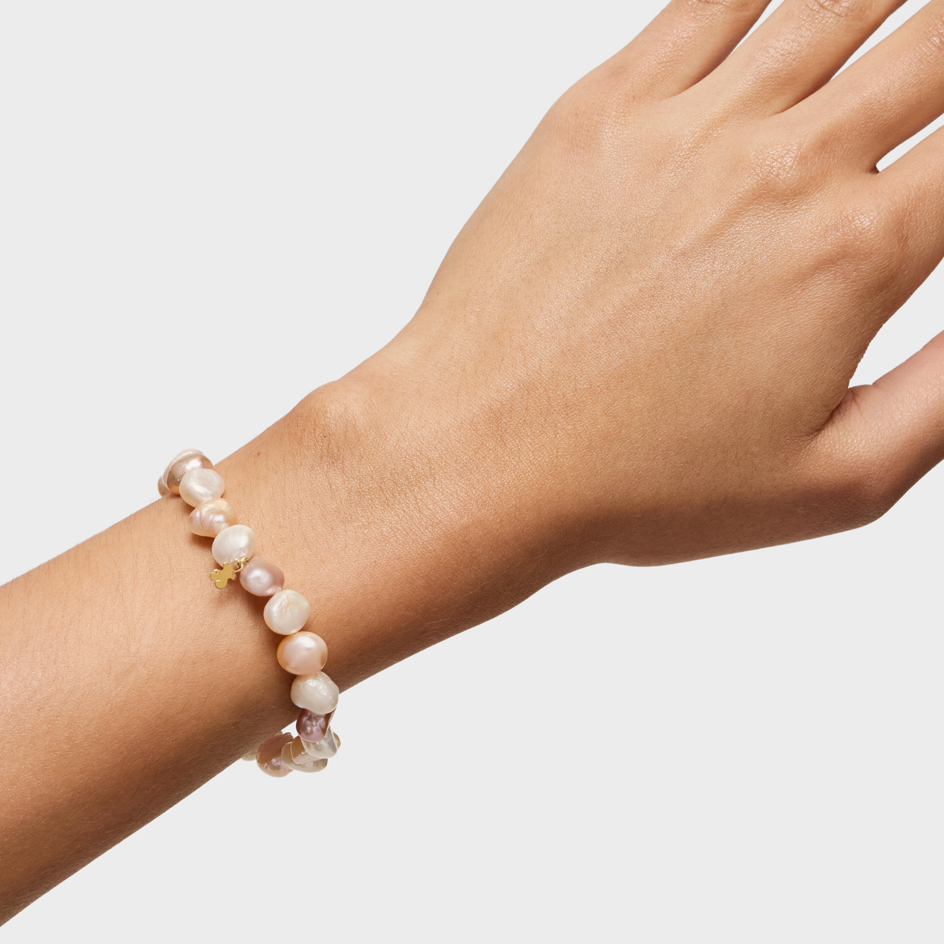 Gold TOUS Pearls Bracelet with multicolor baroque pearls and Bear motif