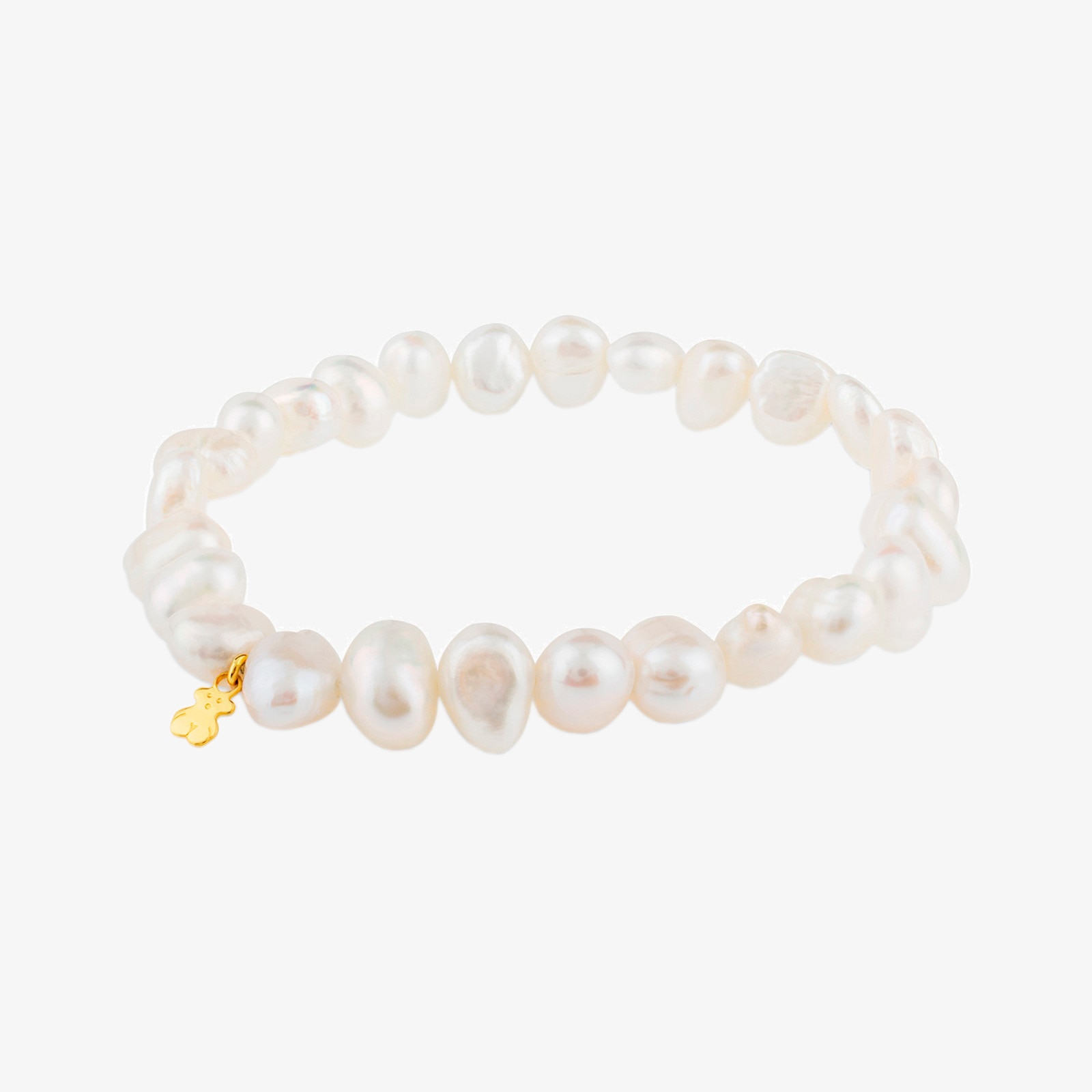 18K solid gold Sweet Dolls Bracelet with baroque pearls and Bear