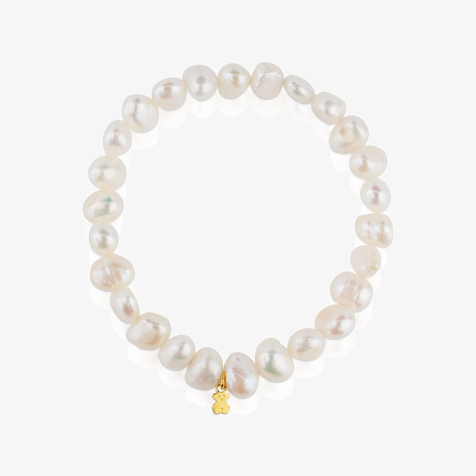18K solid gold Sweet Dolls Bracelet with baroque pearls and Bear motif