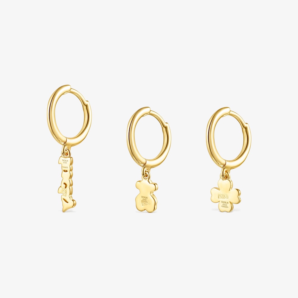 18K gold vermeil TOUS Good Vibes Hooped earring Set