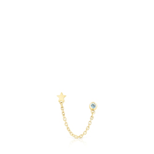 Gold single Double-piercing earring with star motif and topaz Cool Joy image number 0