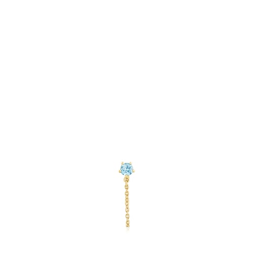 Gold Single earring with chain and topaz Cool Joy image number 0