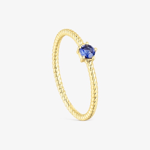 18K Solid Gold Ring with iolite Cool Joy