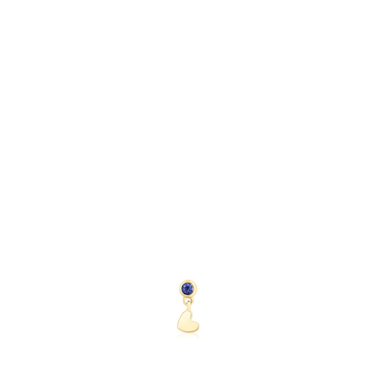 Gold Ear piercing with iolite and heart motif Cool Joy