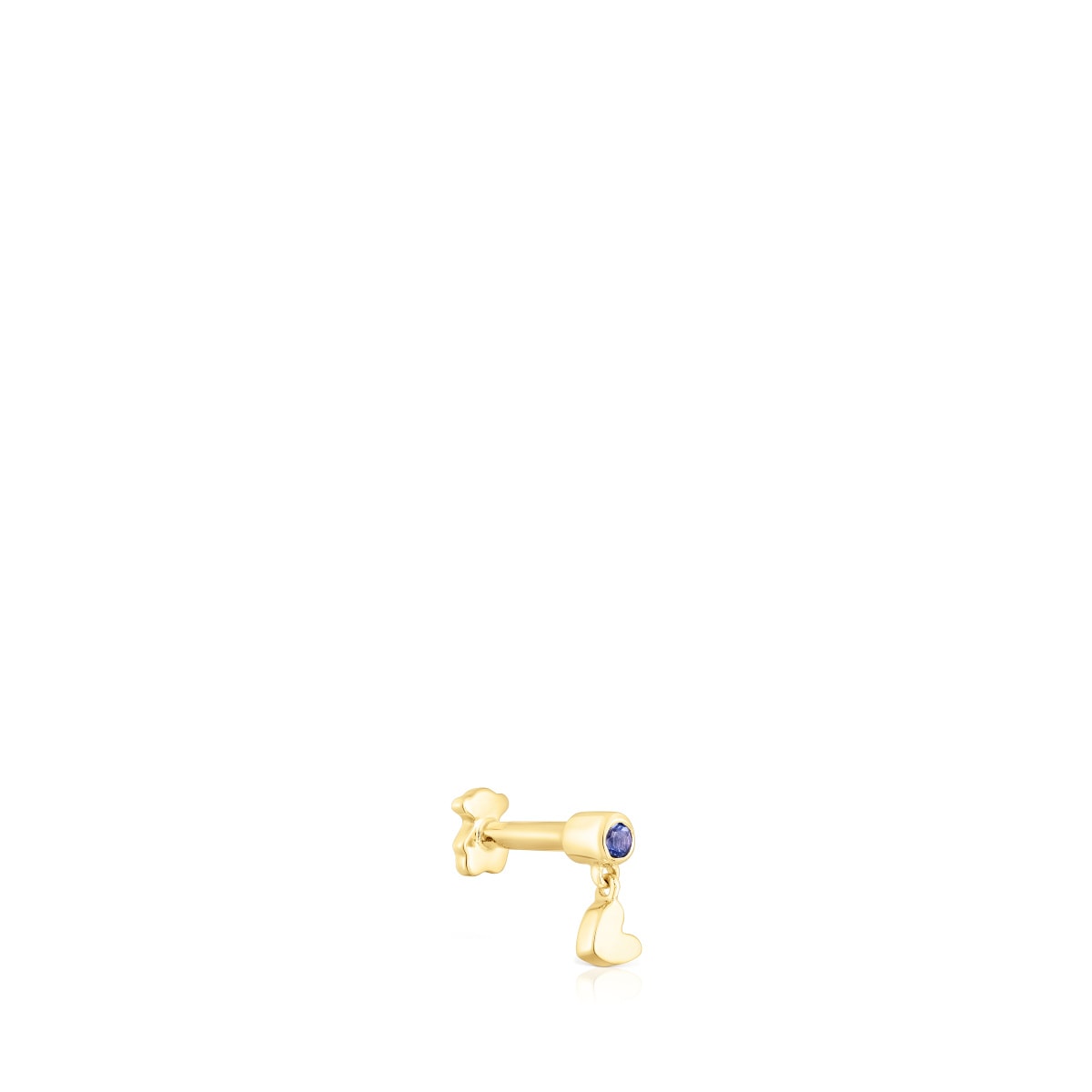 Gold Ear piercing with iolite and heart motif Cool Joy