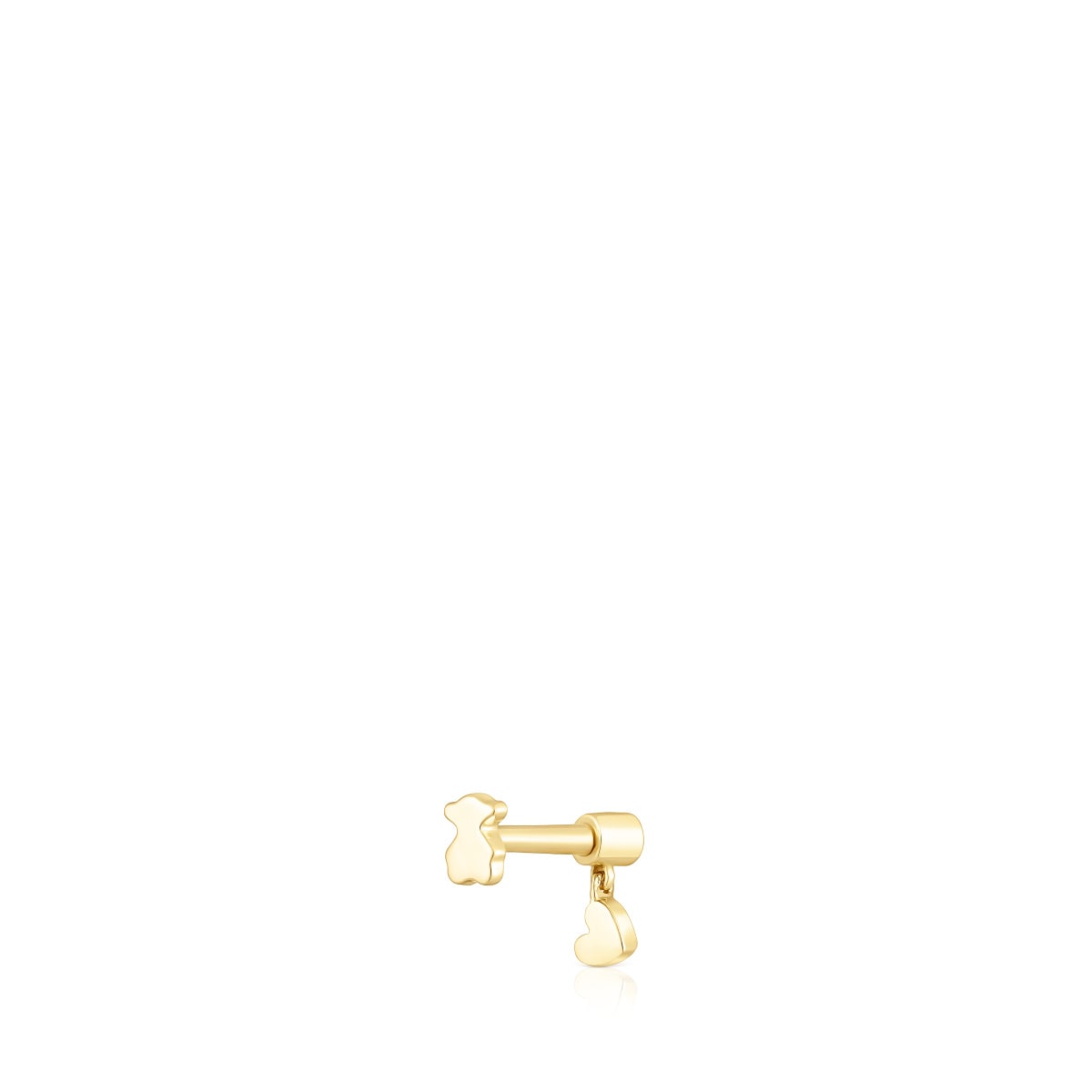 Gold Ear piercing with iolite and heart motif Cool Joy