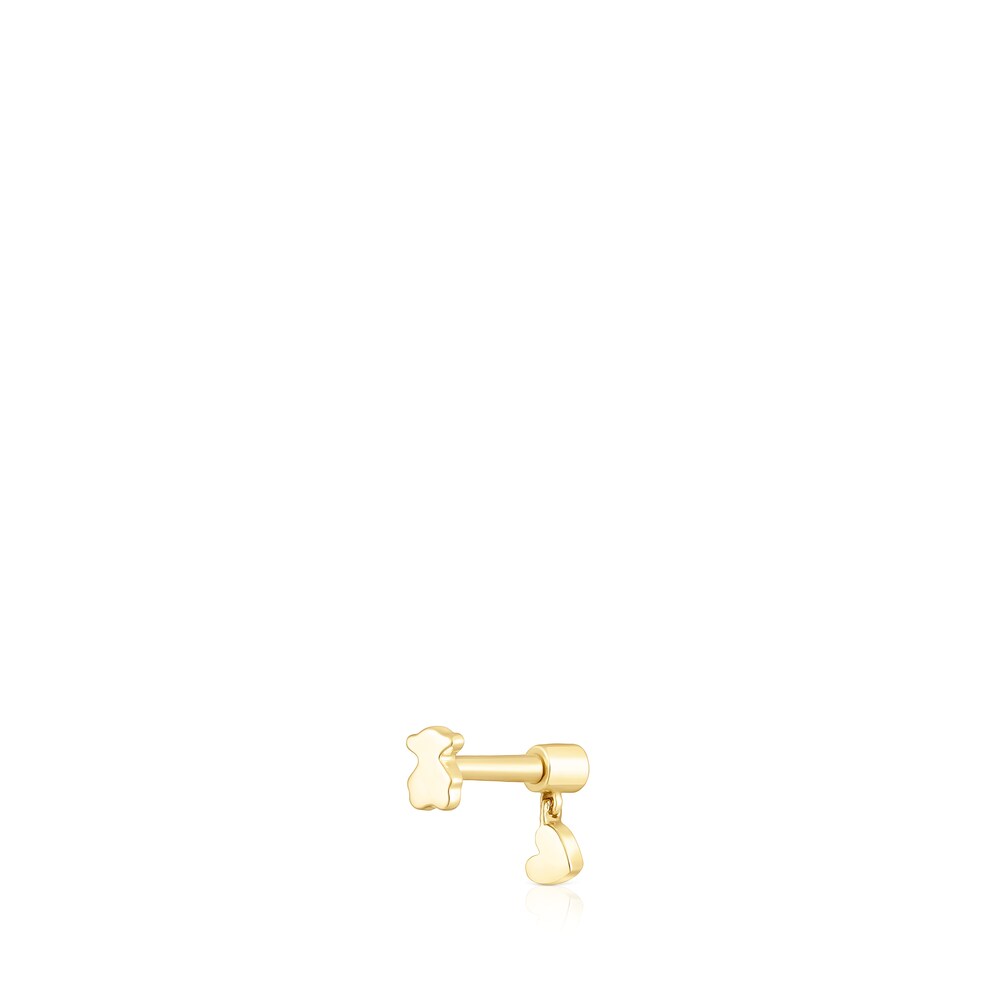 Gold Ear piercing with iolite and heart motif Cool Joy Gold Ear piercing with iolite and heart motif Cool Joy