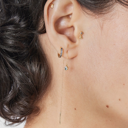 Piercing de oreja de oro con iolita y motivo corazón Cool Joy