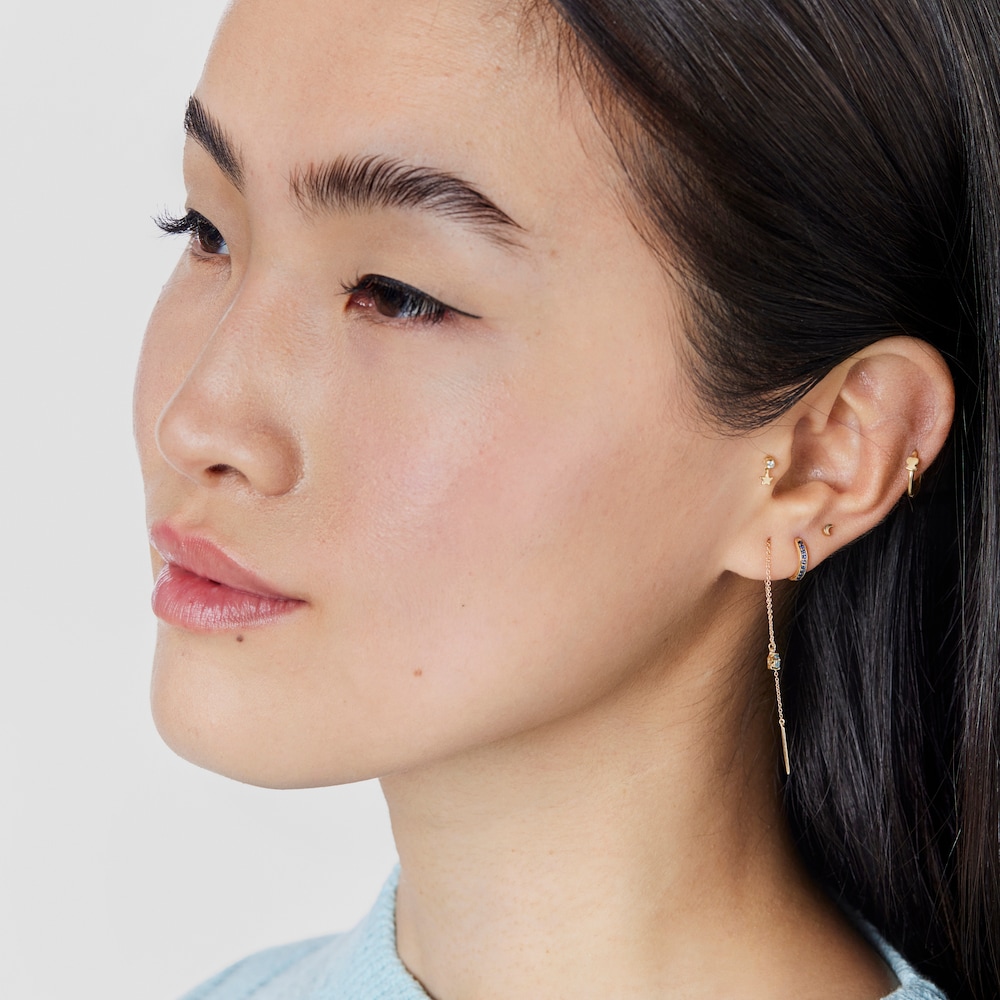 Piercing de oreja de oro con topacio y motivo estrella Cool Joy