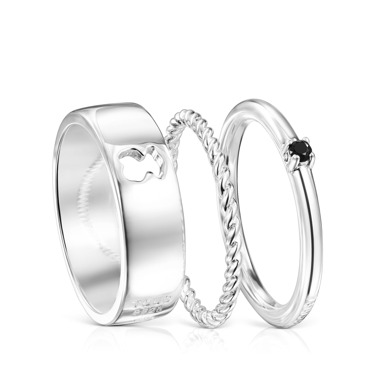 Tous - Pack De Anillos De Plata Y Espinela Motivos Oso Ring Mix Talla 18