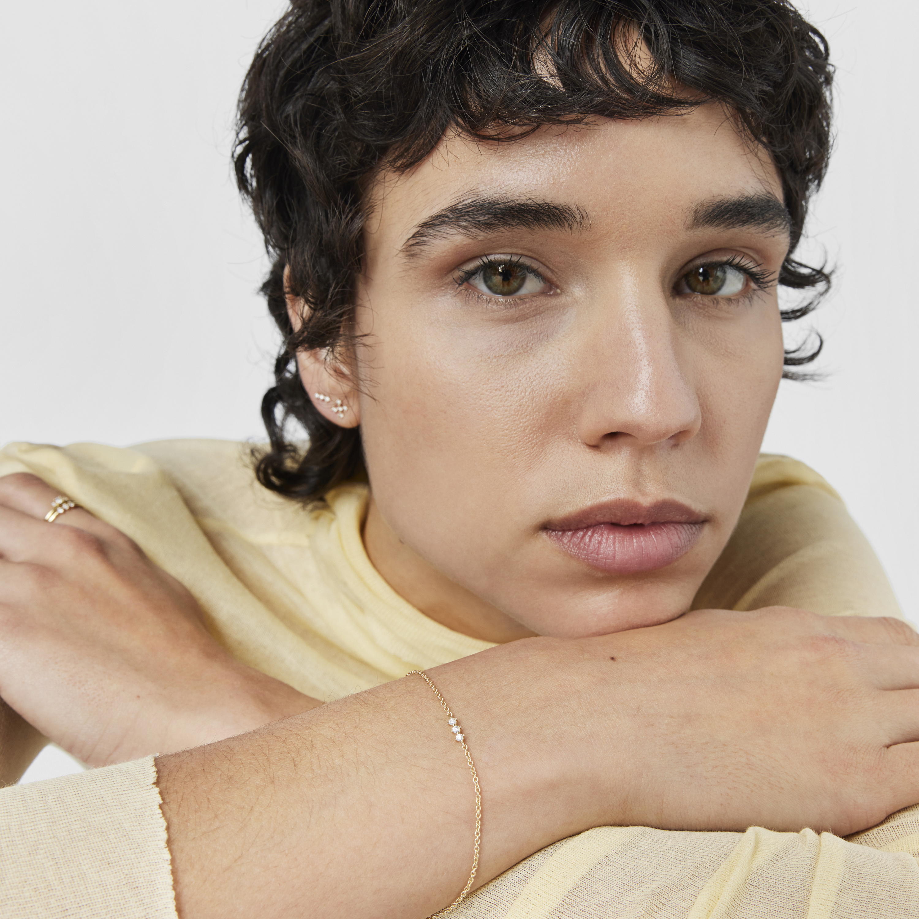 18K solid gold Strip bracelet with diamonds Les Classiques